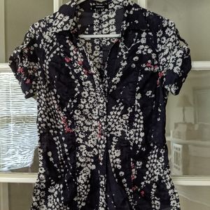 Floral button down short sleeve top